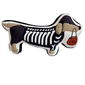 Halloween Skeleton Dachshund Pillow Trick or Treat Pumpkin NWT